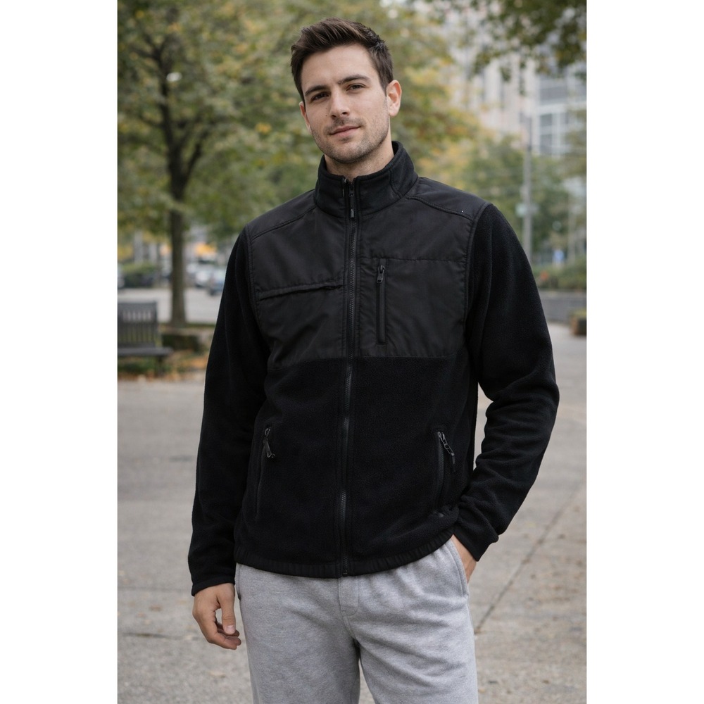 Beverly Hills Polo Club Black Fleece Zip Jacket‎ Small Classic Casual Layer